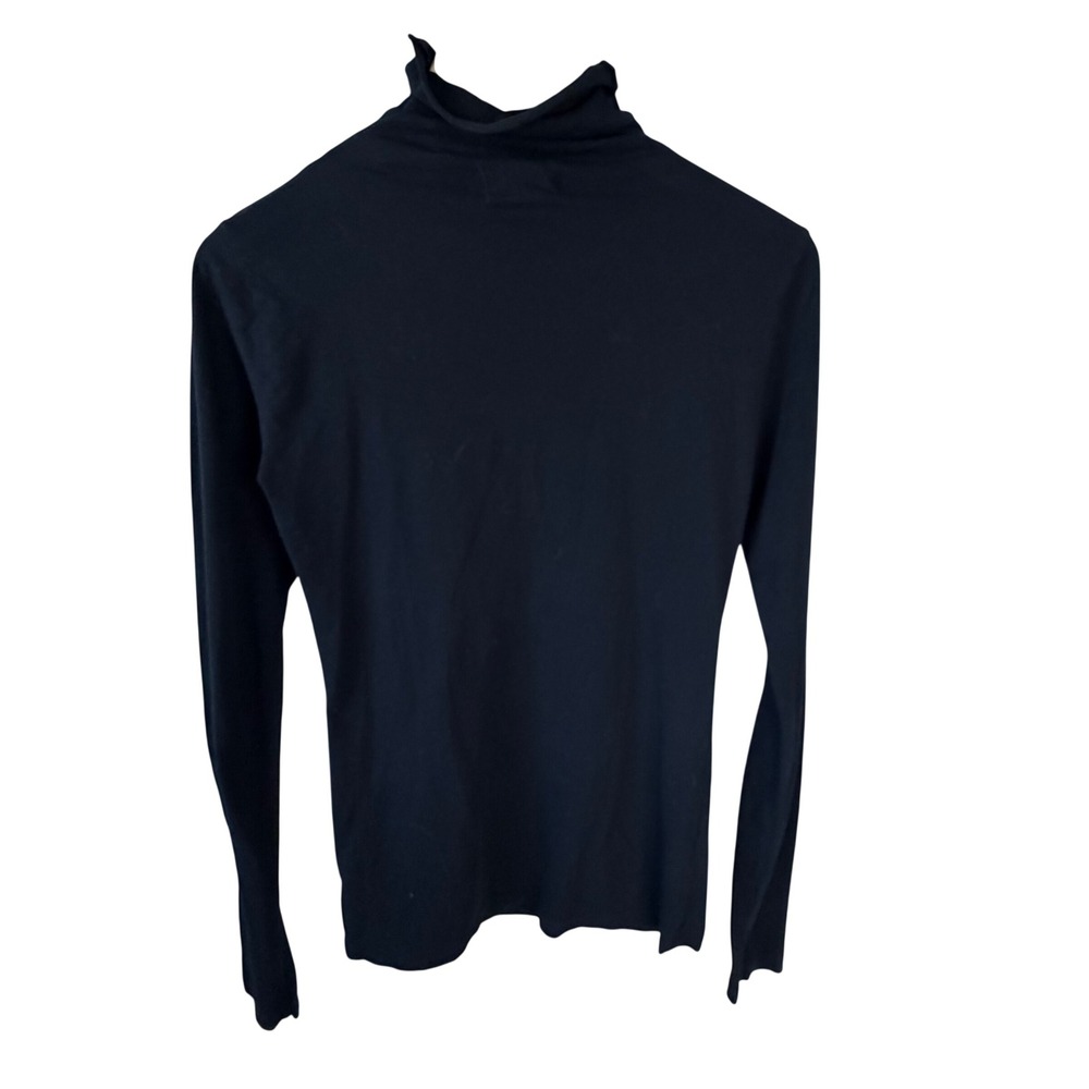 Velvet by Graham & Spencer Black Cotton Stretch Turtleneck Long Sleeve Top S